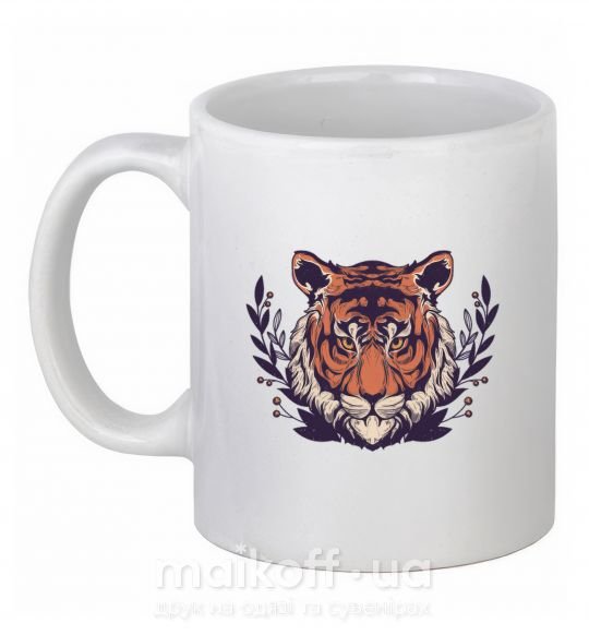 Чашка керамическая Реалистичный тигр Белый фото