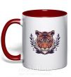 Чашка з кольоровою ручкою Реалистичный тигр Червоний фото