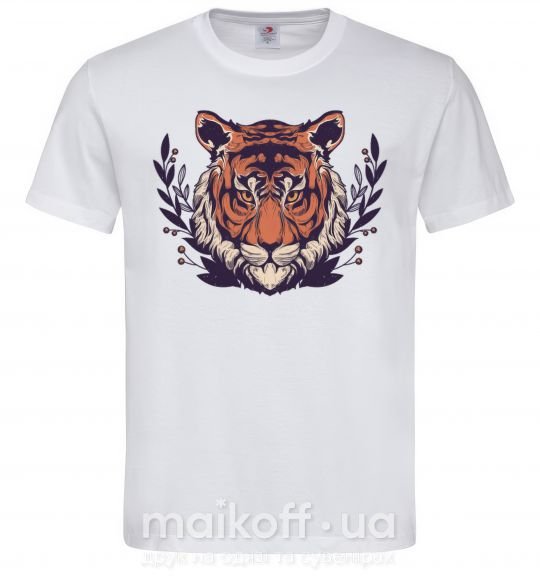 Мужская футболка Реалистичный тигр Белый фото