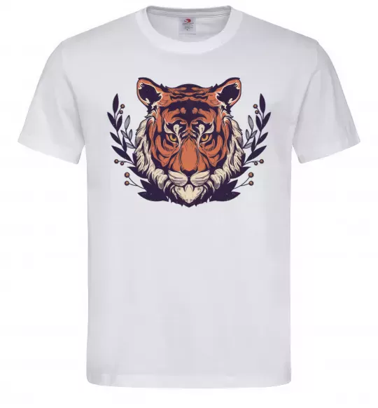 Мужская футболка Реалістичний тигр Белый фото