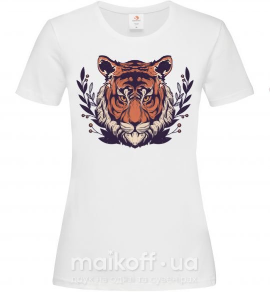 Женская футболка Реалистичный тигр Белый фото