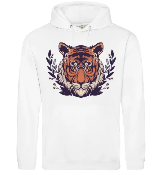 Мужская толстовка (худи) Реалістичний тигр Белый фото