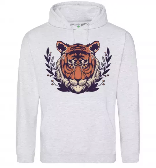 Мужская толстовка (худи) Реалістичний тигр Серый меланж фото