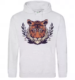 Мужская толстовка (худи) Реалістичний тигр Серый меланж фото