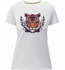 Женская премиум футболка Тигр рамка Белый фото