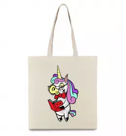 Эко-сумка Єдиноріг математик Бежевый фото