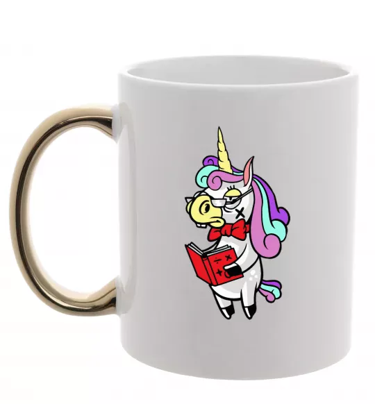 Чашка з кольоровою ручкою Єдиноріг математик Золото фото