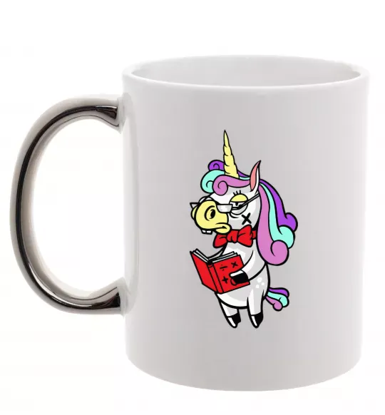 Чашка з кольоровою ручкою Єдиноріг математик Срібло фото