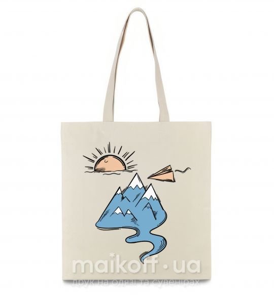 Еко-сумка Закат горы Бежевий фото