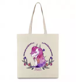 Эко-сумка Believe unicorn Бежевый фото