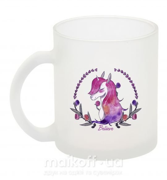 Чашка стеклянная Believe unicorn Фроузен фото