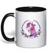Чашка з кольоровою ручкою Believe unicorn Чорний фото