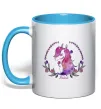 Чашка з кольоровою ручкою Believe unicorn Блакитний фото