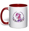 Чашка з кольоровою ручкою Believe unicorn Червоний фото