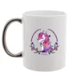 Чашка з кольоровою ручкою Believe unicorn Срібло фото