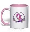 Чашка з кольоровою ручкою Believe unicorn Ніжно рожевий фото