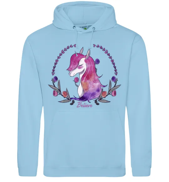 Чоловіча толстовка (худі) Believe unicorn Блакитний фото