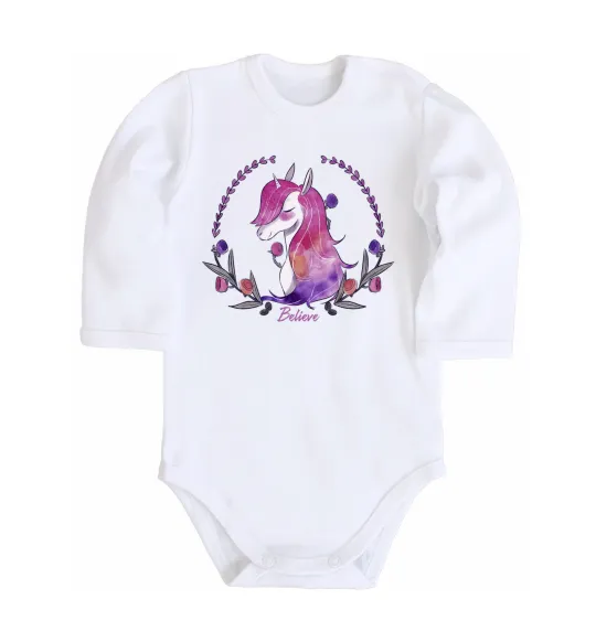 Детский боди Believe unicorn Белый фото