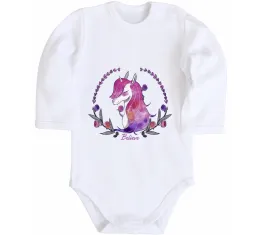 Дитячий бодік Unicorn in glasses Білий фото
