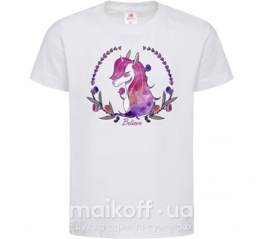 Детская футболка Believe unicorn Белый фото