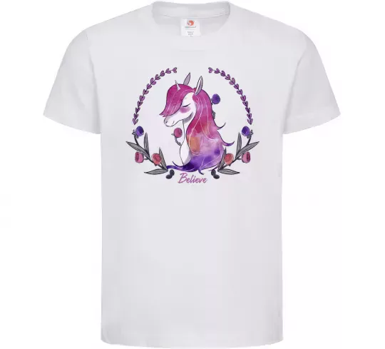 Дитяча футболка Believe unicorn Білий фото