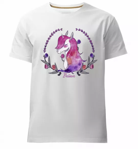 Чоловіча преміум футболка Believe unicorn Білий фото