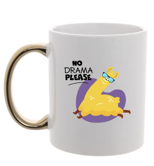Чашка з кольоровою ручкою No drama please Золото фото