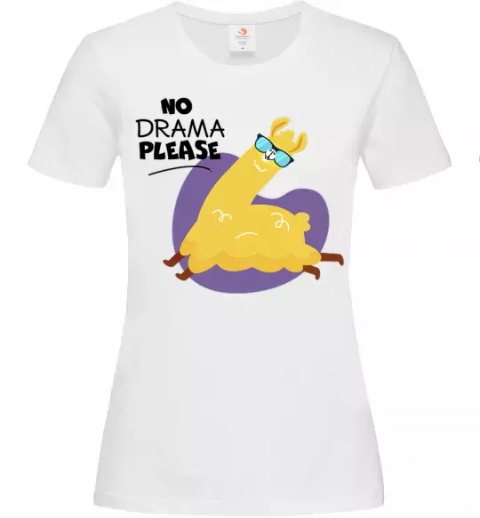 Женская футболка No drama please Белый фото