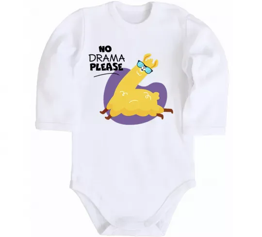 Детский боди No drama please Белый фото