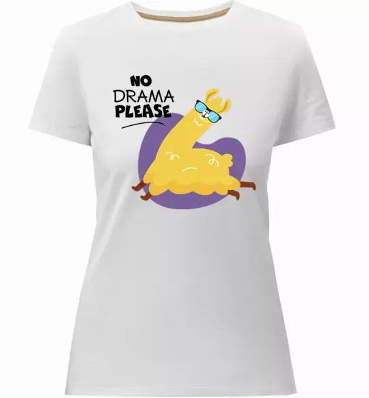 Женская премиум футболка No drama please Белый фото