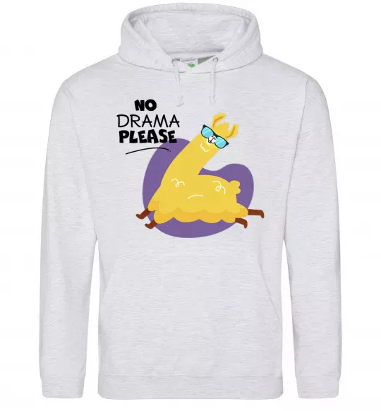 Мужская толстовка (худи) No drama please Серый меланж фото