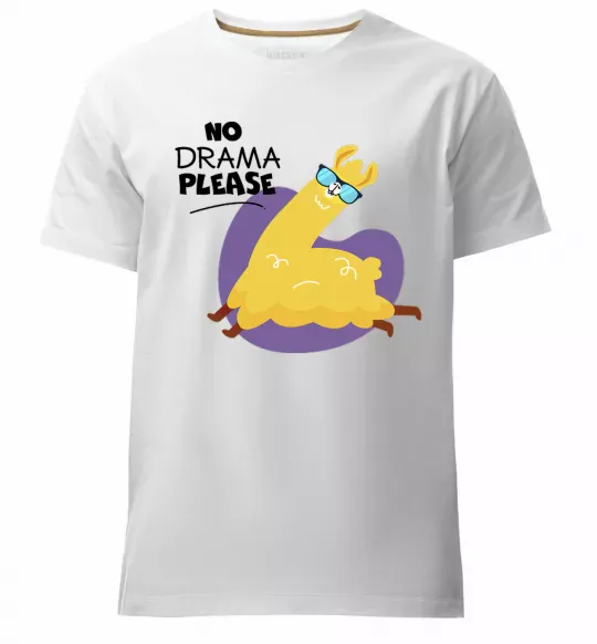 Мужская премиум футболка No drama please Белый фото