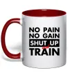 Чашка з кольоровою ручкою No pain no gain shut up and train Червоний Чашка з кольоровою ручкою No pain no gain shut up and train Червоний фото