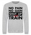 Свитшот No pain no gain shut up and train Серый меланж фото