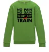 Дитячий світшот No pain no gain shut up and train Лаймовий фото