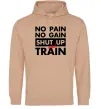 Мужская толстовка (худи) No pain no gain shut up and train Песочный Мужская толстовка (худи) No pain no gain shut up and train Песочный фото