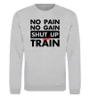 Світшот No pain no gain shut up and train Сірий меланж фото