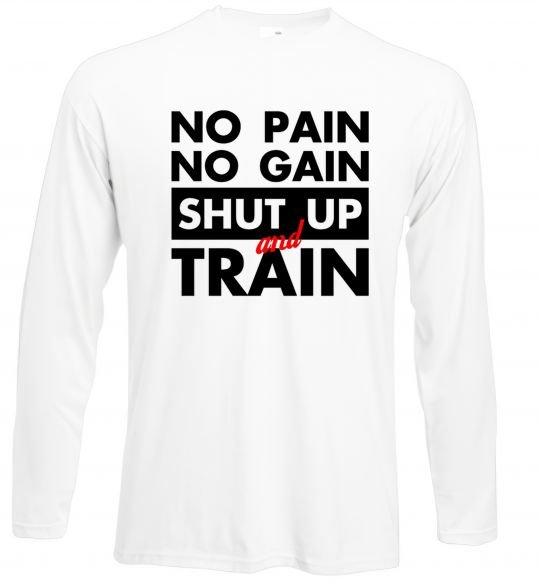 Реглан No pain no gain shut up and train Білий фото