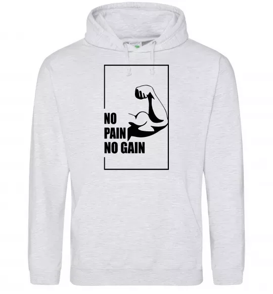 Чоловіча толстовка (худі) Stay strong no pain no gain Сірий меланж фото