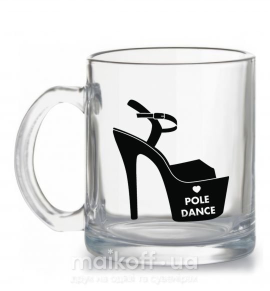 Чашка скляна Pole dance shoes Прозорий фото