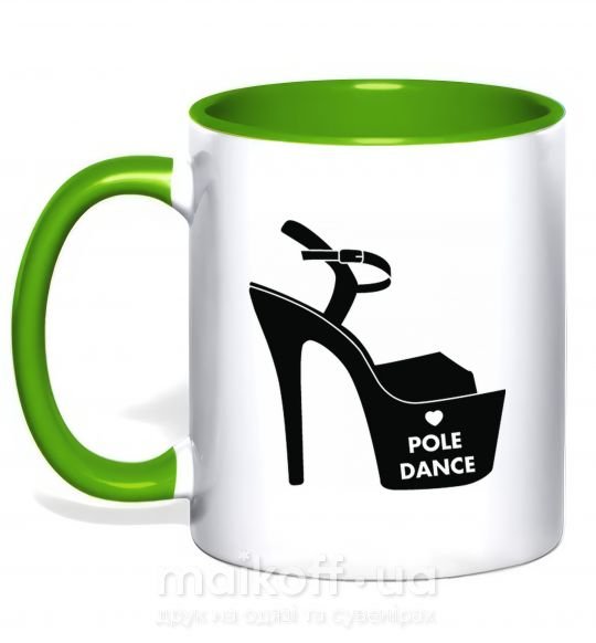Чашка з кольоровою ручкою Pole dance shoes Зелений фото