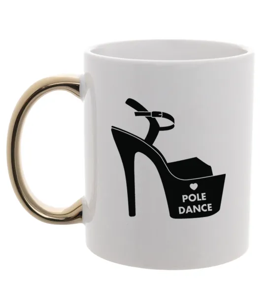 Чашка с цветной ручкой Pole dance shoes Золото фото