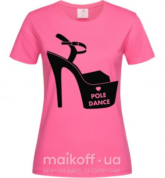 Жіноча футболка Pole dance shoes Яскраво-рожевий фото