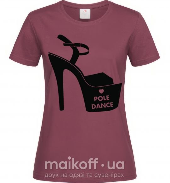 Женская футболка Pole dance shoes Бордовый фото