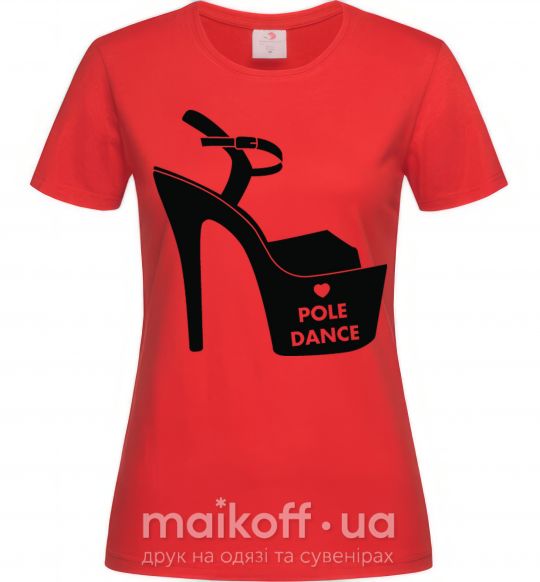 Женская футболка Pole dance shoes Красный фото