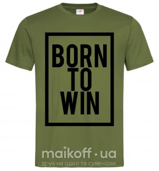 Мужская футболка Born to win Оливковый фото