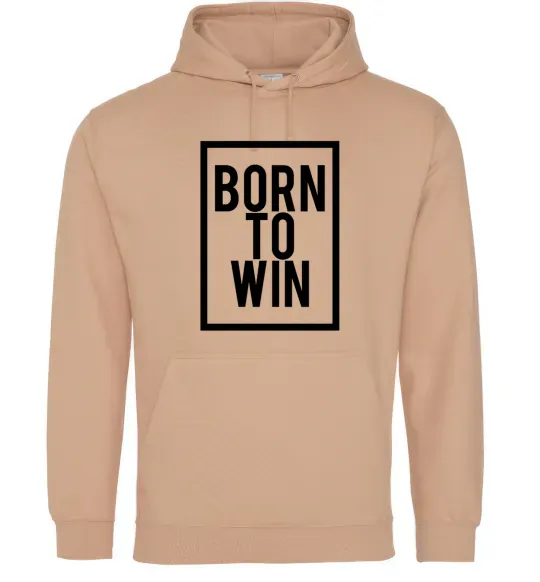 Мужская толстовка (худи) Born to win Песочный фото
