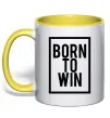 Чашка с цветной ручкой Born to win Солнечно желтый фото