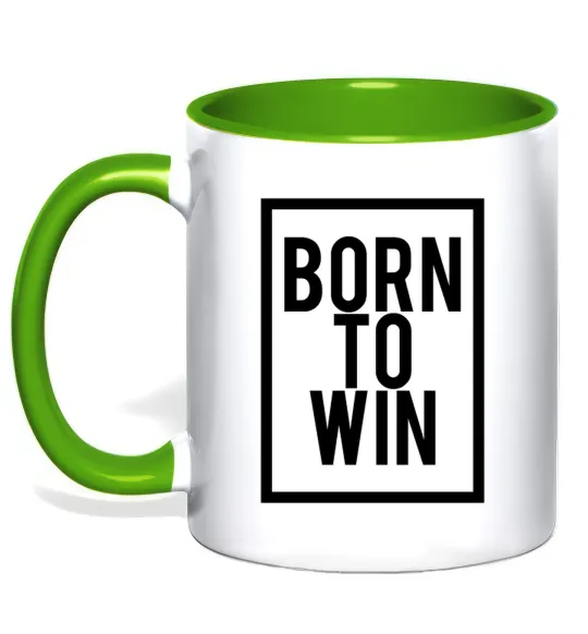 Чашка з кольоровою ручкою Born to win Лаймовий фото