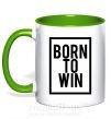 Чашка з кольоровою ручкою Born to win Зелений фото